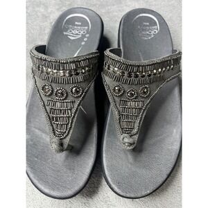 New‎ ABEO Beaded Thong Sandals B.I.O.System Comfort Gray Size WN8